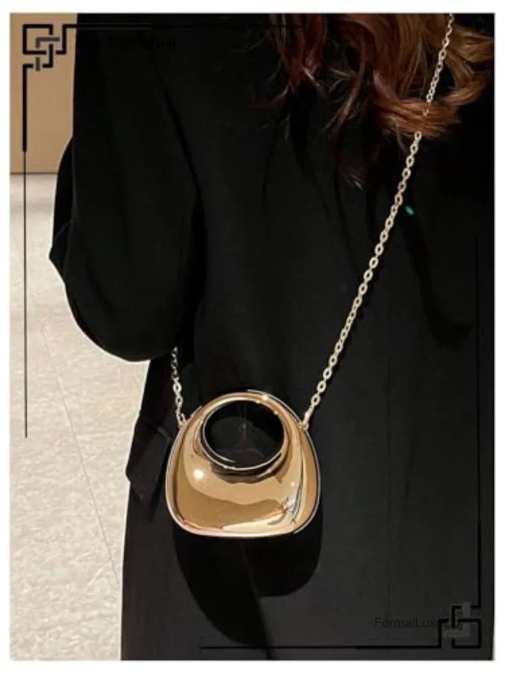 Women's Crossbody Mini Clutch Purse Metallic Chain Evening Bag
